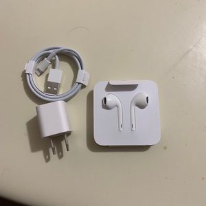 Brand new apple charger and ear phones